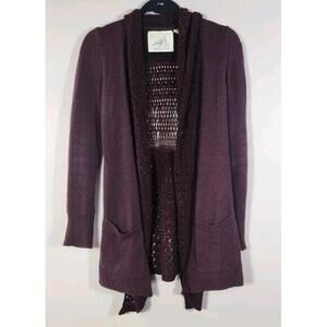 Angel Of The North Anthropologie Cardigan Sweater Burgundy Brownish Womens Small